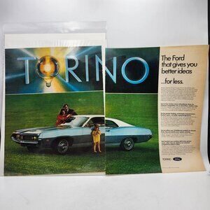 Vintage 1970 Ford Torino 2 Page LIFE Magazine Print Ad